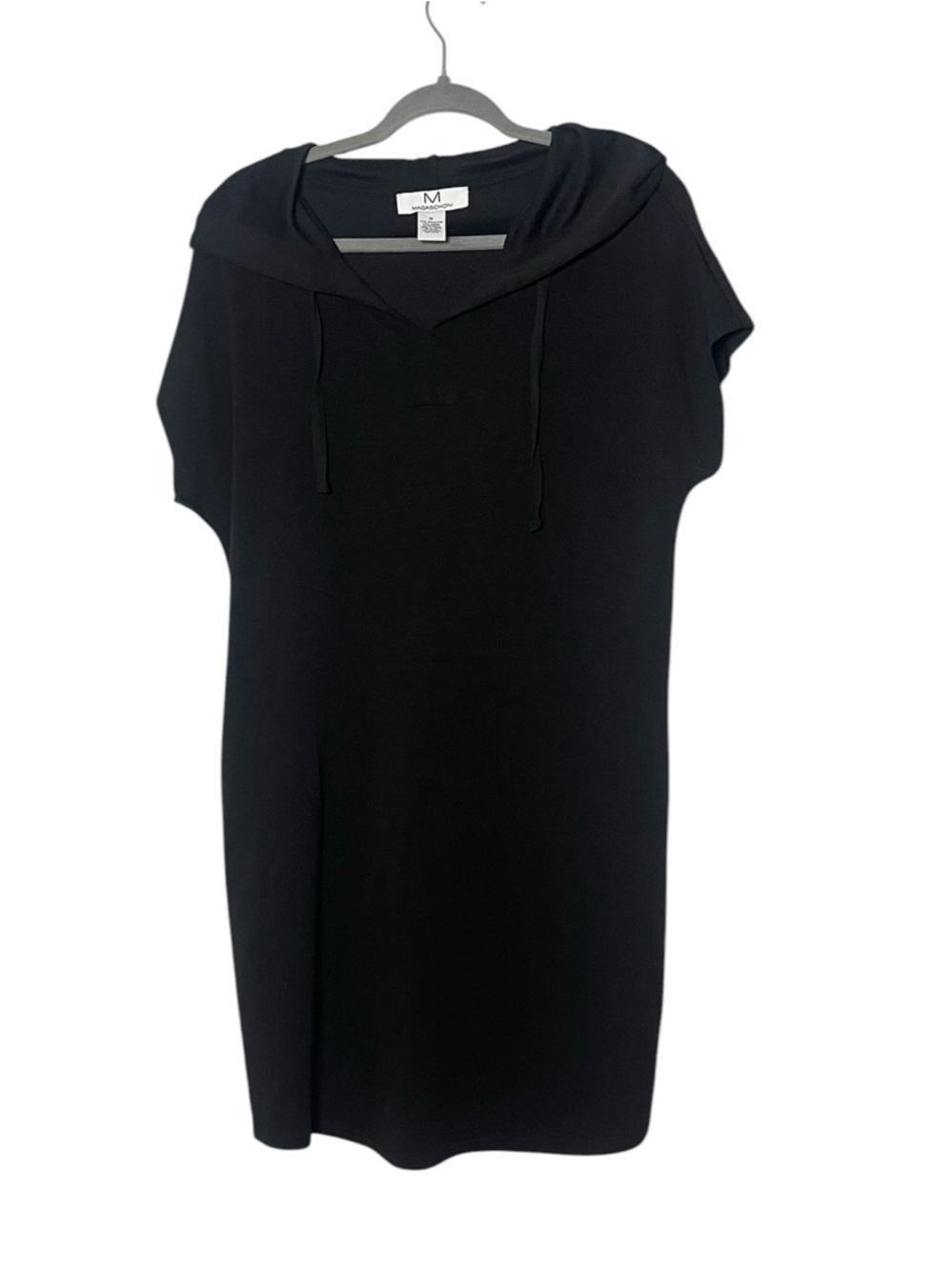 Magaschoni Modal Hooded black Short Sleeve Dress size Medium EUC quiet luxury